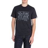 Replay - T-shirt - Blauw - Katoen - Vintage Logo