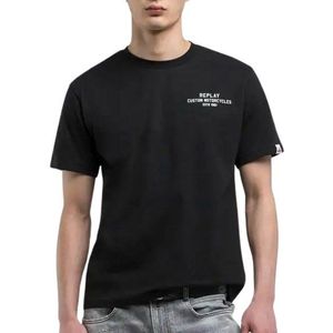 Replay - T-shirt - Zwart - Wit - Regular Fit - 100% Katoen