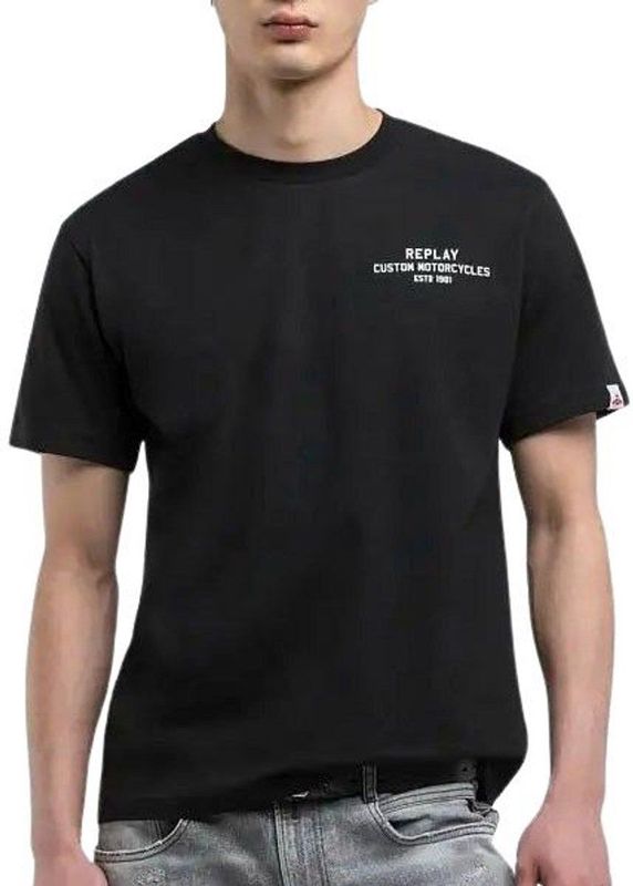 Replay - T-shirt - Zwart - Wit - Regular Fit - 100% Katoen