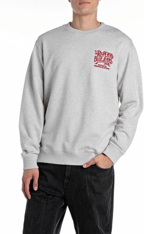 REPLAY - Trui - Katoen - Ronde Hals - Lange Mouwen - Geribde Boorden