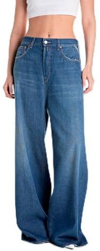 Replay - Margott - Jeans - Medium Blue - Wijde Pijpen - Lage Taille