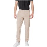 Replay - Broeken - Beige - Katoen - Rits/Knoop Broek - Zakken Voor/Achter