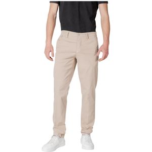 Replay - Broeken - Beige - Katoen - Rits/Knoop Broek - Zakken Voor/Achter