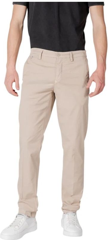 Replay - Broeken - Beige - Katoen - Rits/Knoop Broek - Zakken Voor/Achter