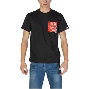 Replay - Black Flower Pocket Tee - Heren T-shirt - Zwart - Katoen