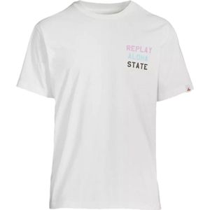 REPLAY - T-shirt - Wit - Regular Pasvorm - 100% Katoen