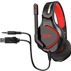 Cortek Quasar Gaming hoofdtelefoon zwart met rode leds