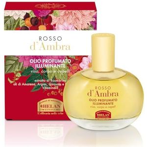 Helan, Amberrot Haarolie, gezicht en lichaamsolie, geurspray, met rozemarijnolie voor haar, vitamine E en zoete amandelolie, voedende haarolie voor gezicht en lichaam, 50 ml