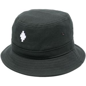 Marcelo Burlon, Accessoires, Heren, Zwart, ONE Size, Katoen, Wit Kruis Street Style Bucket Hat