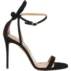 Aquazzura, Schoenen, Dames, Zwart, 39 EU, Suède, Zwarte Suède Stiletto Sandalen