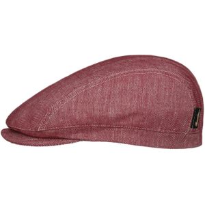 Borsalino New Herringbone Linnen Pet Heren - Made in Italy cap flat hat met klep voering voor Lente/Zomer - M (56-57 cm) bordeaux