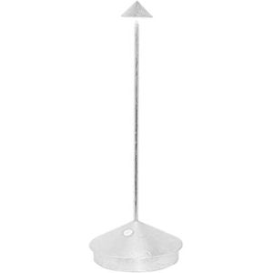 Zafferano Pina Pro Led-tafellamp, draadloos, oplaadbaar, dimbaar, touch-bediening, lichttemperatuur 2700 K, behuizing van aluminium, afgewerkt met bladmetaal, H29 (bladzilver)