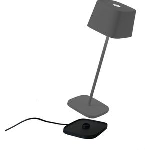 Zafferano Ofelia Tafellamp - Oplaadbare Buitenlamp Antraciet - Spatwaterdicht (IP65) - Bureaulamp Snoerloos - Dimbare LED Lamp - Draadloos Oplaadstation - Terraslamp - USB Oplaadbaar - 29 cm x Ø10 cm