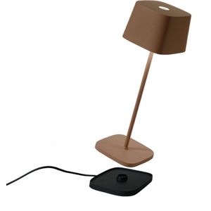 Zafferano, Opelia lamp, tafellamp, oplaadbaar en draadloos met touch-bediening, ook als buitenlamp, dimmer, 2200-3000 K, hoogte 29 cm, kleur corten