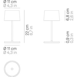 Zafferano Olivia Mini Tafellamp - Oplaadbare Buitenlamp Roest Bruin - Spatwaterdicht (IP65) - Bureaulamp Snoerloos - Dimbare LED Lamp - Draadloos Oplaadstation - Terraslamp - USB Oplaadbaar - 22 cm x Ø11 cm