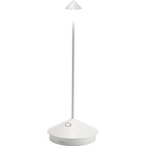 Zafferano Pina Tafellamp - Oplaadbare Buitenlamp Wit - Spatwaterdicht (IP54) - Bureaulamp Snoerloos - Dimbare LED Lamp - Draadloos Oplaadstation - Terraslamp - USB Oplaadbaar - 29 cm