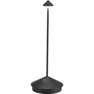 Zafferano Pina Tafellamp - Oplaadbare Buitenlamp Zwart - Spatwaterdicht (IP54) - Bureaulamp Snoerloos - Dimbare LED Lamp - Draadloos Oplaadstation - Terraslamp - USB Oplaadbaar - 29 cm