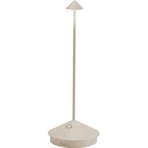 Zafferano, Pina Tafellamp, oplaadbaar en draadloos, met touch-bediening, ook als buitenlamp, dimmer, 2200-3000 K, hoogte 29 cm, kleur zand