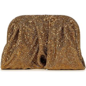 Benedetta Bruzziches, Tassen, Dames, Geel, ONE Size, Satijn, Crystal Mesh Handgemaakte Clutch