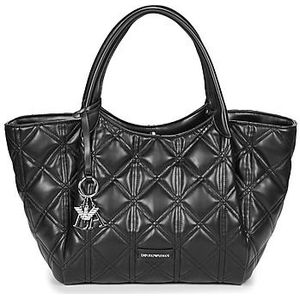 Emporio Armani, Eenvoudige Tote Bag met Logo Zwart, Dames, Maat:ONE Size