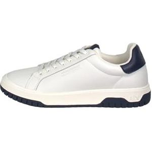 Armani Exchange Heren Duck, Leather, Back Logo sneakers, Off White + Navy, 44 EU, Off White Navy, 44 EU