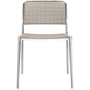 Kartell Audrey fauteuil, plastic, glanzend aluminium/zand, 51 x 80 x 52 cm