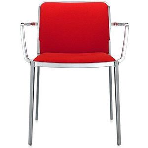 Kartell Audrey Soft stoel, plastic, aluminium glossy/rood, 51 x 80 x 60 cm