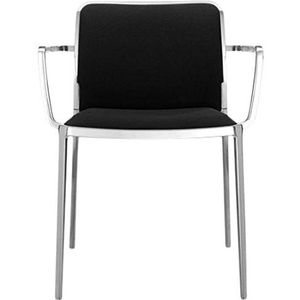 Kartell Audrey Soft stoel modern 51 x 80 x 60 cm Aluminium Glossy/Trevira Schwarz