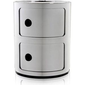 Kartell Componibili Kast Nachtkast Metallic (2 Comp.)Ø32 Chroom