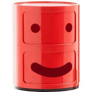 Kartell Componibili Container glimlachend, kunststof, rood, 32 x 32 x 40 cm