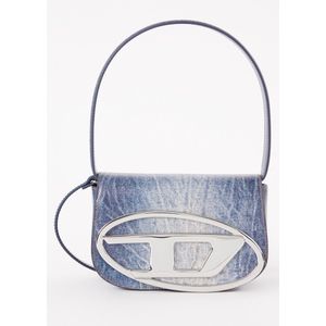 Diesel, Tassen, Dames, Blauw, ONE Size, Denim, 1DR - Iconic shoulder bag in denim-print leather