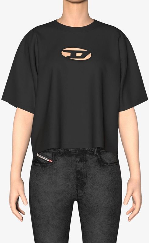 Diesel, Dames, Tops, Zwart, Maat: L Katoen,