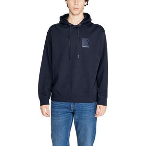 Blauw Effen Sweatshirt Met Capuchon En Lange Mouwen En Zakken Aan De Voorkant