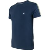 Blauw Effen Katoenen T-Shirt Met Ronde Hals