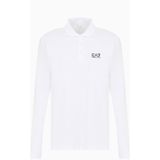 EA7voor mannen. 8NPF15_PJVQZ Polo Lang Grijs (5XL), Casual, Katoen, Lange mouwen