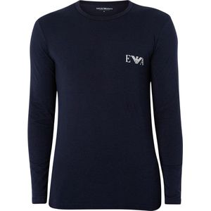 Emporio Armani Bold Monogram Crew Neck Lange Mouwen T-shirt voor heren, marineblauw, S, Navy Blauw