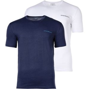 Emporio Armani 2P O-hals shirts stretch cotton blauw wit