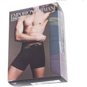 Emporio Armani - 3-Pack Boxershorts - Olijf/Marine/Zwart - Stretchkatoen