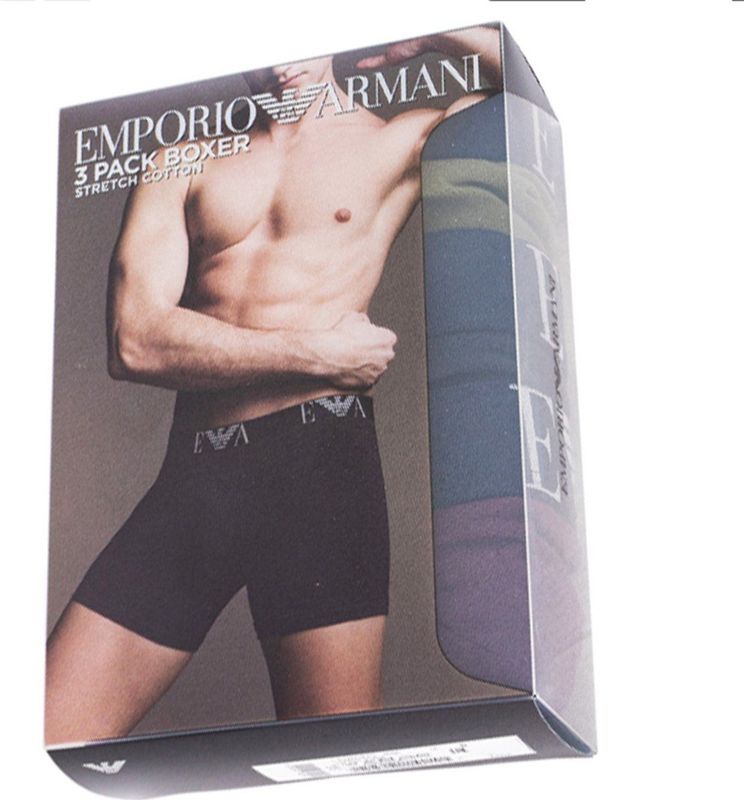 Emporio Armani - 3-Pack Boxershorts - Olijf/Marine/Zwart - Stretchkatoen