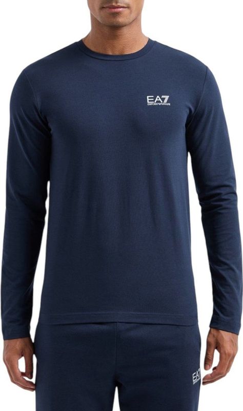 Ea7 - T-shirt - Bluaw - Katoen/Lycra - Lange Mouwen