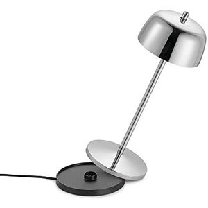 THETA Designed by Zafferano LED draadloze tafellamp dimbaar | Nieuwigheid 2022 | Batterij buiten / binnen tafellamp, contact laadstation | IP65 beschermingsklasse | Duur 9u H30 cm. Glanzend Zilver