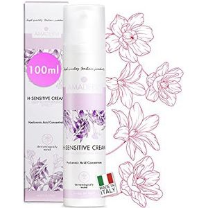 AMADERM H-Sensitive Cream 100ml Hydraterende Gezichtscrème voor Vrouwen met Geconcentreerd Hyaluronzuur MADE IN ITALY Gezichtscrème voor de droge en rijpere huid, en make-up basis,opaalwit
