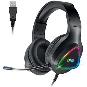 DR1TECH GrayEagle Professionele Gaming Headset LED RGB Voor PC met USB-kabel en microfoon | 7.1 Surround Sound NIEUWE GEN | Over Ear Headphones Driver 50 mm [TOTALE IMERSIE]