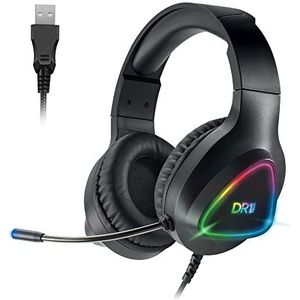 DR1TECH GrayEagle Professionele Gaming LED RGB-Hoofdtelefoon Voor PC Met USB-Kabel En Microfoon - 7.1 Surround Sound NEW GEN - Over-Ear Headphones Driver 50mm