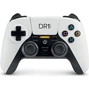 DR1TECH Shock Pad Controller voor PS4/PS3, draadloos, gaming controller, NEXT-Gen-design, compatibel met PS5/PC/iOS, touchpad en dubbele trillingen (wit)