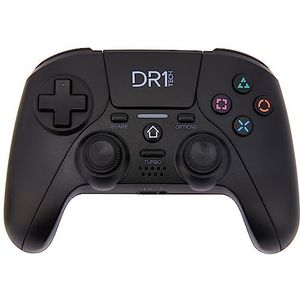 DR1TECH Shock Pad Controller voor PS4/PS3, draadloos, gaming controller, NEXT-Gen, compatibel met PS5/PC/iOS, dubbele vibratie touchpad (zwart) [Amazon Exclusive]