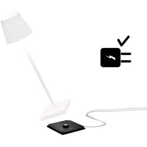 Zafferano Poldina Pro Micro - Draadloze LED Tafellamp Oplaadbaar, Kleurtemperatuur 2200-2700-3000K IP65 Binnen/Buitengebruik, Batterij met lange levensduur, Aluminium, H 27.5cm - Wit