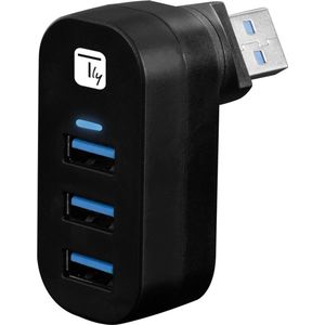 Techly IUSB3-HUB3-ROTB interface hub USB 3.2 Gen 1 (3.1 Gen 1) Type-A 5000 Mbit/s Zwart