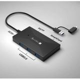 Techly - Multi-kaartlezer en HUB - USB-A/C - Zwart - Geheugenkaartlezer