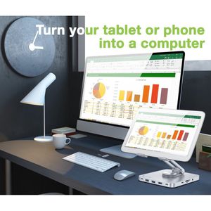 Value EFB Techly Opvouwbare Stand Tablet 8in1, Tablethouder, Zilver